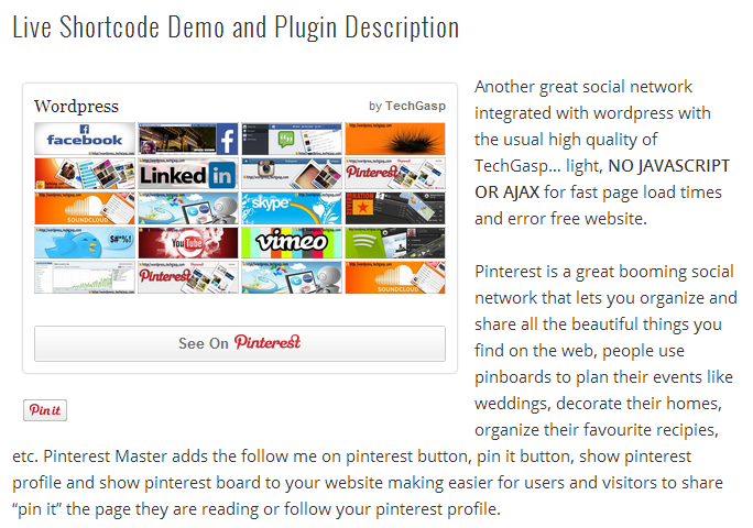 Pinterest Master Shortcode inside Post Text