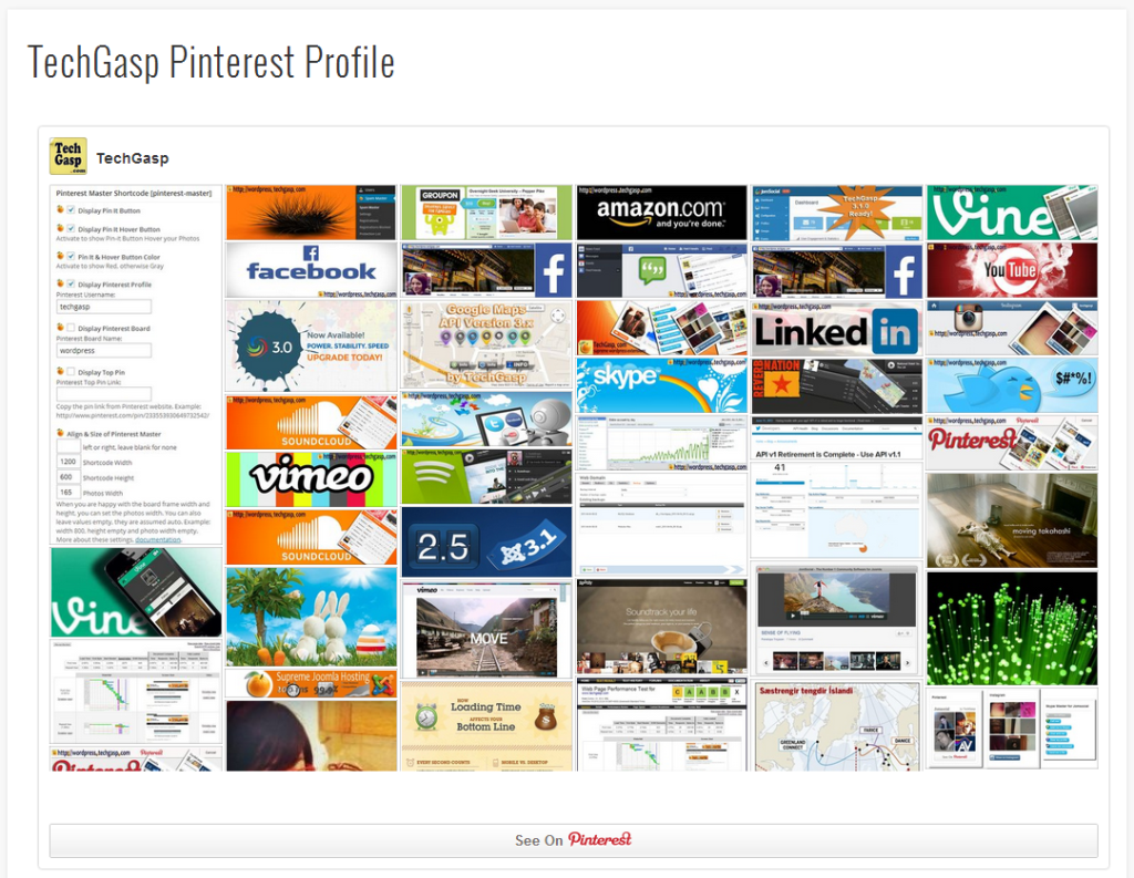 Pinterest Master Shortcode Page with full width